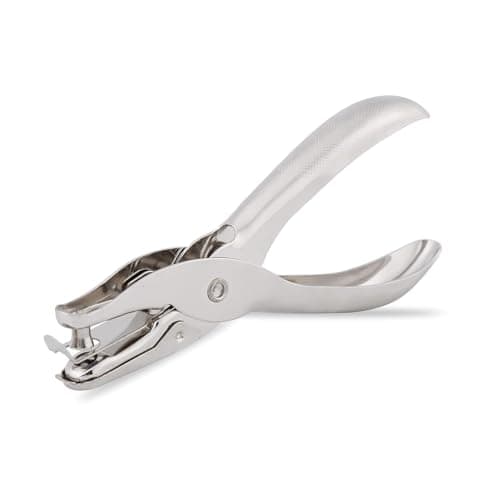 Image of AIBULO Single Hole Punch Pliers – Pack of 1 Chrome One Hole Perforator, 10 Sheet Capacity, Heavy Duty Metal Punch Tool for Office, School & Craft Use – Anti-Rust, Durable & Portable