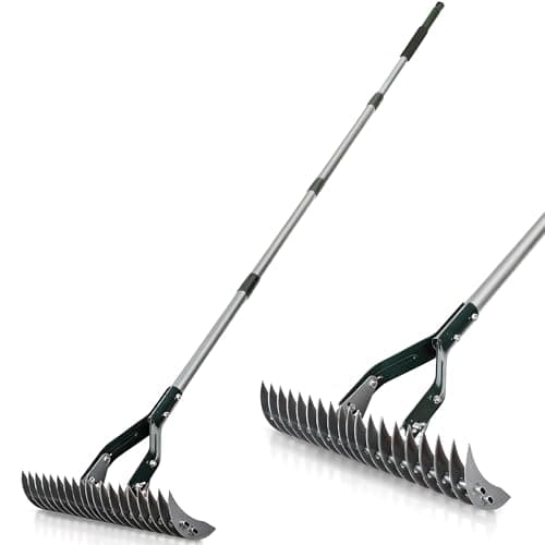 Image of ORIENTOOLS Lawn Thatch Rake 180cm Long Handle - Dethatcher and Garden Rake for Removing Dead Grass, Moss & Debris, Lightweight 2.1kg for Healthy Lawn Care
