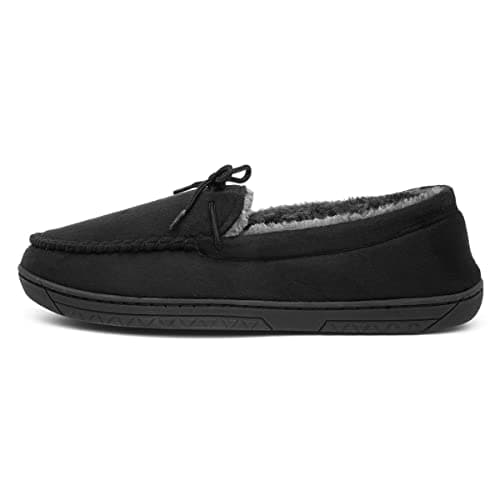 Image of The Slipper Company Mens Moccasin Slipper in Black - Size 8 UK - Black