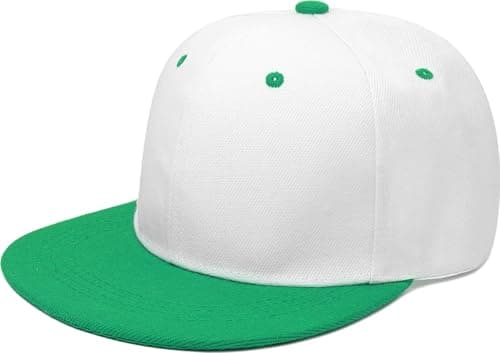 Image of YeeHeen Snapback Hat Flat Bill Visor Hats Adjustable Hip Hop Baseball Cap for Women Men White Green