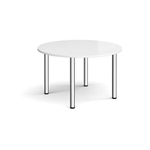 Image of Mr Office Circular radial leg meeting table - chrome legs, White, 1200