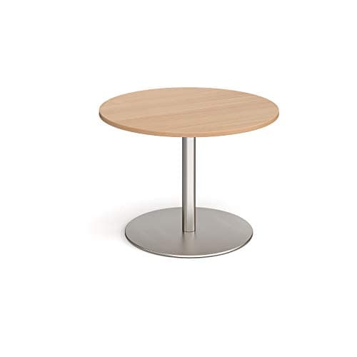 Image of Mr Office Eternal circular boardroom table - brushed steel frame, Beech, 1000