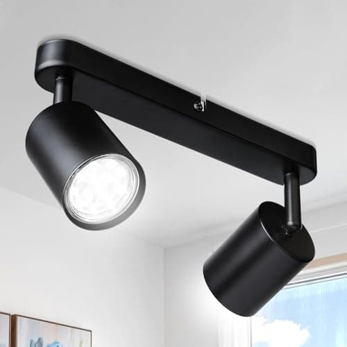 Image of Smanu 2 Way Spotlight Ceiling Lights, Modern Kitchen Ceiling Light Fittings Black, Industrial Ceiling Spots Wall Lights, Adjustable GU10 Spotlights for Bedroom Living Room Hallway,Bulbs Not Included