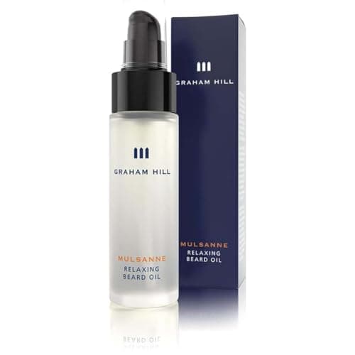 Image of GRAHAM HILL Mulsanne Relaxing Beard Oil for Men - 30ml | Nourishing Beard Growth Oil with Cold-Pressed Jojoba - Vegan, Beard Oil for Glossy Smooth Beard and Mustache