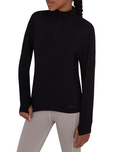 Image of TCA Girls Lightweight Fusion Quickdry Long Sleeve Half-Zip Running Top - Black Stealth, 8-10 Years