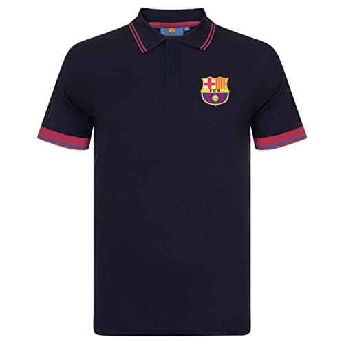 Image of FC Barcelona Official Football Gift Mens Crest Polo Shirt Navy Small
