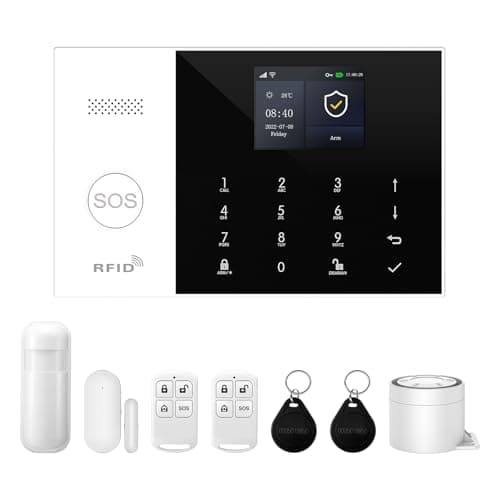 Image of XNY 4G and WiFi Wireless Home Alarm System, 8-Piece-Kit DIY Burglar Alarm System for Home Security with App Control, Door Window Sensor, Motion Detector,Work with Google Assistant and Alexa