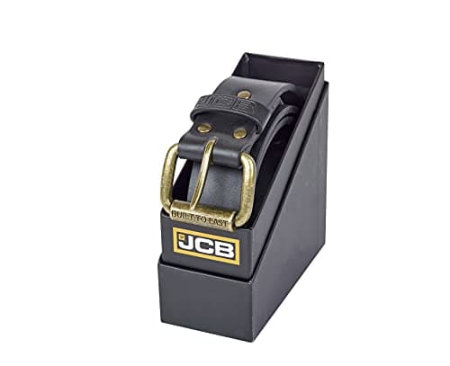 Image of JCB - Classic Leather Belt, X-Large - Designed with Zinc Alloy Buckle, Metal Keeper & Painted Edges - Smart Men's Belt - Leather Lined with PU Outer - Men's Accessories - Gift Boxed - Brown