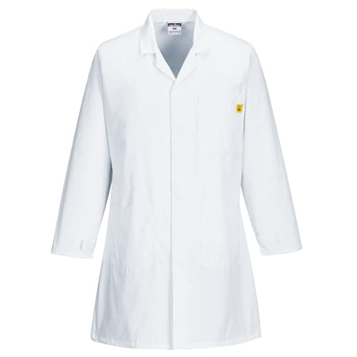 Image of Portwest Anti-Static ESD Coat, Size: XXXL, Colour: White, AS10WHRXXXL