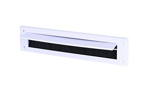 Image of Internal Letter Box Draught Excluder Cover With Brushes & Flap - White PVC