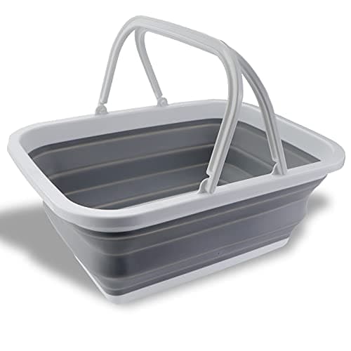 Image of Collapsible Washing Up Bowl, 12L Folding Washing Up Basket with Handles Portable Wash Basin for Outdoor Camping Travel Kitchen and Caravan Space Saving Storage Container