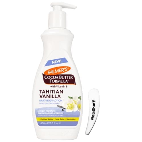 Image of Palmer’s Cocoa Butter Formula Tahitian Vanilla Body Lotion with Vitamin E 400ml– Intensely Hydrating Daily Moisturiser for All Skin Types- Nourishing Body Lotion for Soft, Smooth Skin with spatula
