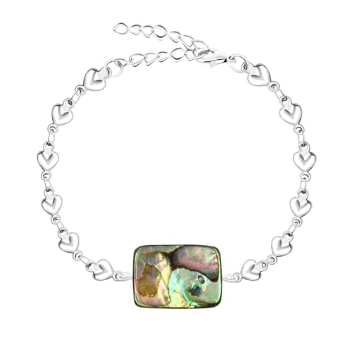 Image of Oneress Abalone Chain Bracelet Everyday Jewelry Adjustable CZ Shell Bracelet Iridescent Ocean Gift for Women Men YA5517-White