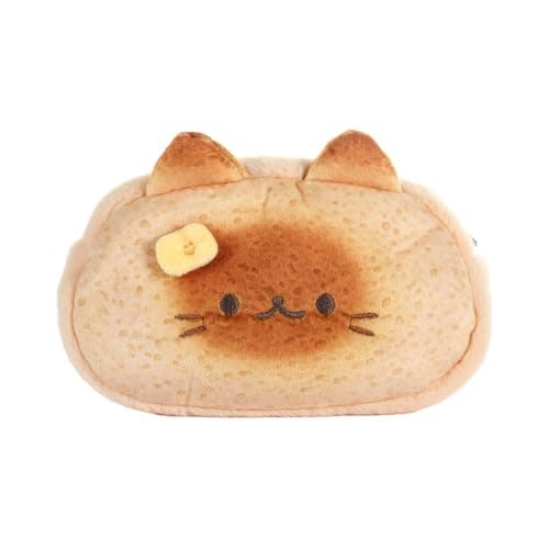 Image of Comforso Super Cute Lucky Bread Toast Cat Pencil Case,Large Capacity Soft Plush and Fluffy Zipper Pouch for Pens,Makeup & Office Storage (Siamese cat)