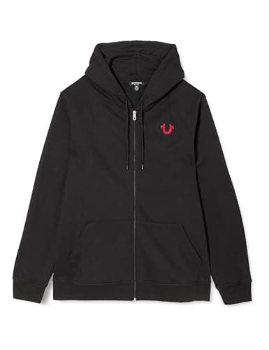 Image of True Religion Men's True Embroidered Zip Hoodie, Black, L