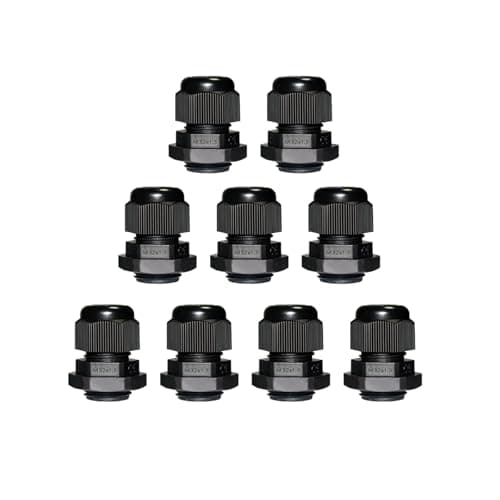Image of Pack of 9 Cable Glands M32, IP68 Waterproof Cable Grommet, Cable Glands for Outdoor Garden Control Box Junction Box, Plastic Nylon Cable Grommet, Black