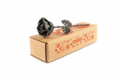 Image of Forging Art Bcn® Hand Forged Eternal Wrought Iron Rose - Gift for Valentine's Day, Mother's Day, 6th Year Wedding Anniversary (Black)