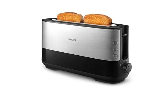 Image of Philips Viva Collection Toaster, 950 W, 1 Liter, INOX, Black/Silver