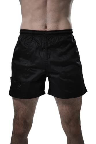 Image of Optimum Men's Auckland Rugby Shorts with Internal Drawstring & Pockets, Ideal for Gym, Training, & Outdoor Activities Workouts, Running, Cycling, and Marathons | 44 Inches, Black