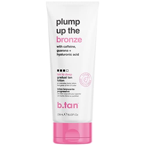 Image of b.tan Dark Gradual Self Tanning Lotion | Plump Up the Bronze - Develop a Bronzed Glow, Daily Sunless Tanner Infused With Hyaluronic Acid, Ultra Hydrating, No Fake Tan Smell, 236ml