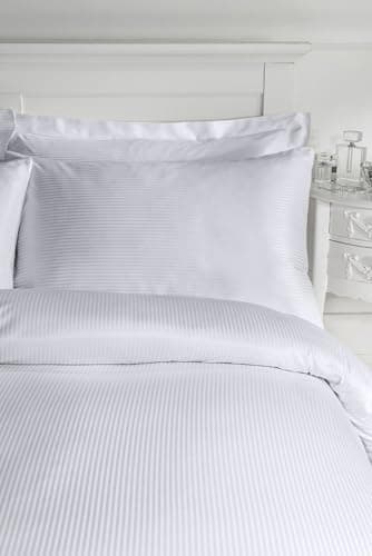 Image of Catherine Lansfield Satin Stripe 300 Thread Count Oxford Pillowcase Pair Grey