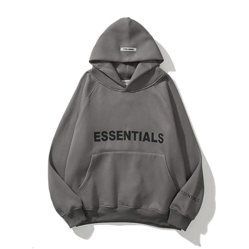 Image of Cololuck Unisex Oversized Fleece Hoodie, 3D Letter Print Streetwear Pullover, Heavyweight Cotton Blend Hooded Sweatshirt, Y2K Hip Hop Baggy Style for Men Women Gray