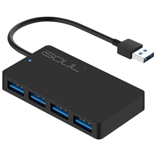 Image of iSOUL USB Hub, 4-Port Ultra-Slim USB 3.0 Hub Portable High speed Expansion Multi USB Hub Splitter Lead Cable For PC Laptop, Desktop, PS3 PS4, Xbox, Wii, MAC, NoteBook, MacBook, NetBook