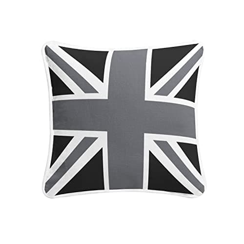 Image of ARLINENS Union Jack Tapestry British United Kingdom Flag Cushion Covers in Following Colors: (18"x18", BLACK GREY)