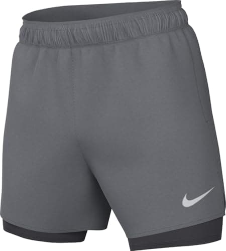 Image of Nike Challenger HJ3588-084 Versatile 2-in-1 Shorts with Dri-Fit Technology (Men, 7") Smoke Grey/Dk Smoke Grey/Reflective Silv, 2XL