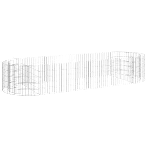 Image of vidaXL Gabion Raised Bed - Galvanised Iron - Versatile Garden Planter - Rustproof and Weather-Resistant Outdoor Accessory - Durable Construction - Silver