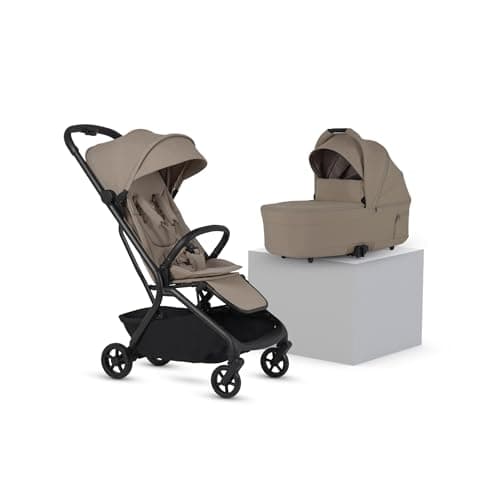 Image of Silver Cross Nia Compact Travel Stroller & Carrycot - Cabin Approved - One-Hand Fold - Lie-Flat Seat - Lightweight - Suitable from Birth to 4 Years - Champagne