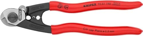 Image of KNIPEX Wire Rope Cutter Forged Self-Service Card with Plastic Coating 190 mm, 95 61 190 SB