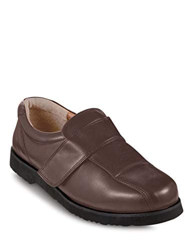 Image of Chums Men's Leather Wide Fitting Shoes Wide Opening for Easy Access Touch Fastening for Comfortable Fit Brown 11 UK
