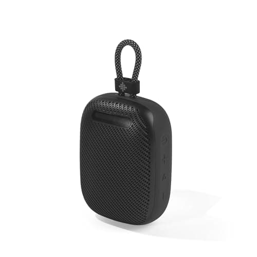 Image of Intempo Amalfi Mini Speaker – Compact Portable Speaker, Connect 2 Together, Carry Strap, IPX6 Waterproof, Bluetooth 6.0, 7W Output, 12 Hour Playtime, Rhythm Sync Lighting, Black
