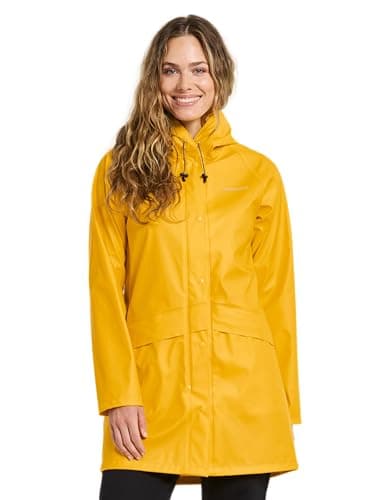 Image of Didriksons Avon Women's Waterproof Rain Jacket Galon Rubberised Parka Coat - Yellow