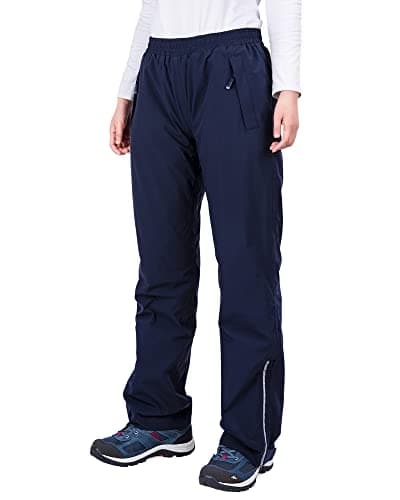 Image of 33,000ft Women's Waterproof Trousers Lightweight Rain Overtrousers Ladies Mesh Lined Windproof Rain Pants for Outdoor Fishing Hiking Rainwear Short Leg Navy Blue 10