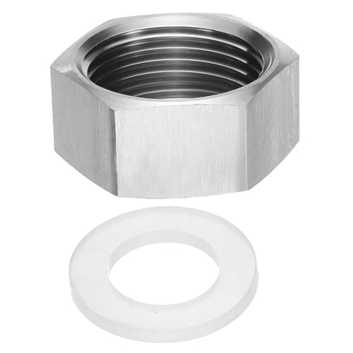 Image of sourcing map Hex End Cap 304 Stainless Steel Nut with Washer, G1" Female Thread Pipe Fitting, Gas Line Water Line Stop Valve Cap Tubing Ends for Plumbing Fittings, Silver Tone