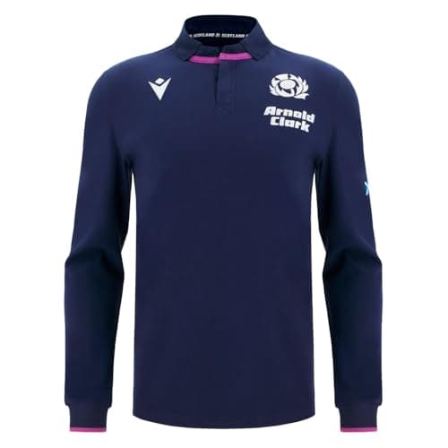 Image of Macron Mens Scotland Rugby Long Sleeve Home Shirt 2025 Navy L