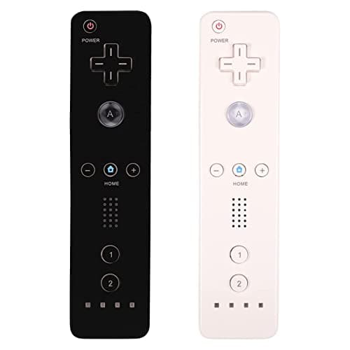 Image of Wii Controller 2 Pack - Wii Remote with Silicone Case and Wrist Strap (black+white)