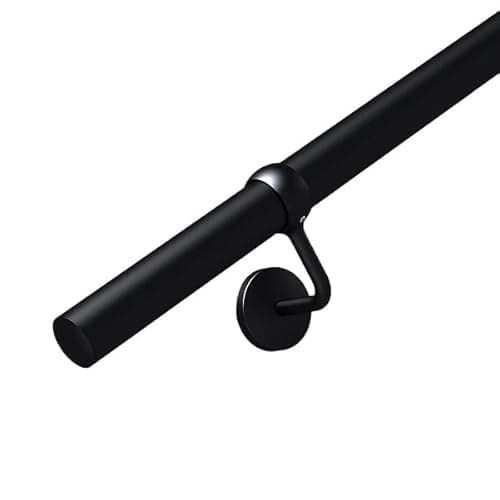 Image of Matt Black Stair Handrail Kit – Stainless Steel Wall Mounted Indoor Banister Rail System with Brackets & Fixings, Modern Easy Install Stair Railing - 3.6m