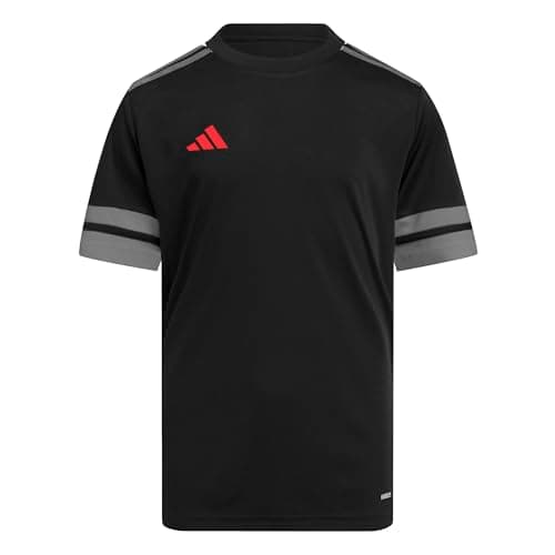Image of adidas Unisex Kids SQUADRA25 Jersey Short Sleeve Kids, Black/Team Grey Four/Pure Ruby, 9-10 Years