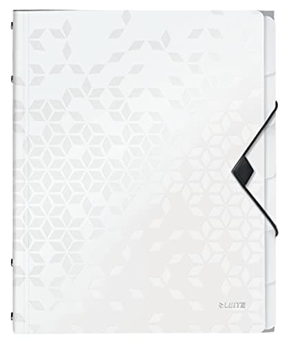 Image of Leitz A4 Divider Book, Holds Up to 200 Sheets, Integrated Index with 6 Compartments, Elastic Closure, White, WOW Range, 46330001