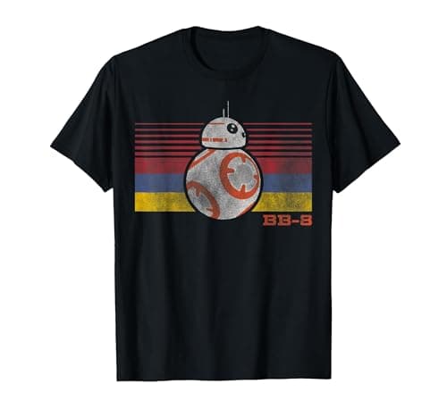 Image of Star Wars BB-8 Retro Stripes Episode 7 Graphic T-Shirt T-Shirt, Men, Black, XX-Large