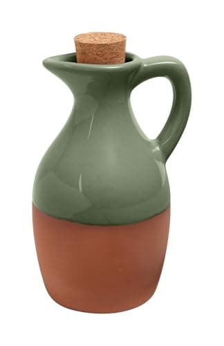 Image of Dexam Sintra Glazed Terracotta Oil Drizzler - Olive Green