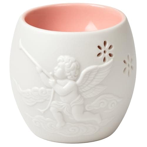 Image of Ceramic Angel Oil Burner 9cm – White Wax Melt Warmer with Cherub Design, Tealight Candle Holder for Aromatherapy, Home Fragrance & Decoration (JR1518) (Pink)