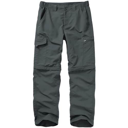 Image of mosingle Walking Hiking Trousers Mens, Safari Zip Off Lightweight Quick Dry Convertible Travel Fishing Cargo Breathable Outdoor Pants #6226-Dark Grey-30