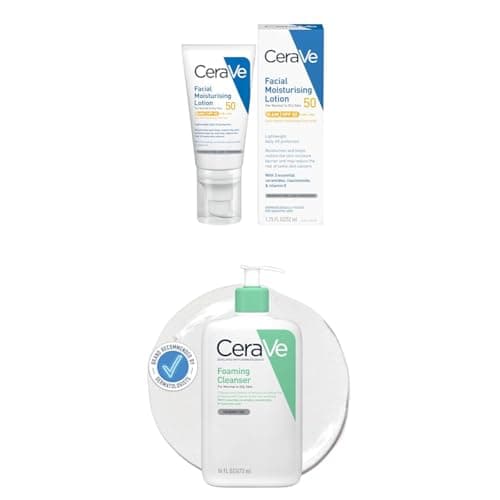 Image of Cerave AM Facial Moisturising cream SPF 50 + CERAVE CLEANSERS FOAMING CLEANSER 473 ML