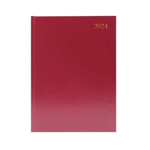 Image of Desk Diary 2DPP A4 Burgundy 2024 KFA42BG24 + Free finchley pen