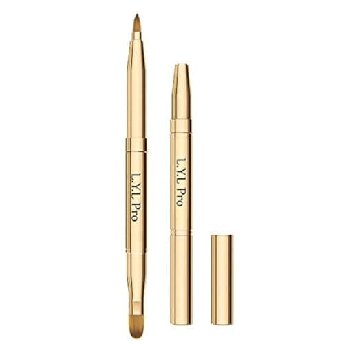 Image of L.Y.L Pro Gold Retractable Lip Makeup Brushes Double-Ended Retractable Lip Brush Travel Lipstick Gloss Makeup Brush for Christmas Gifts