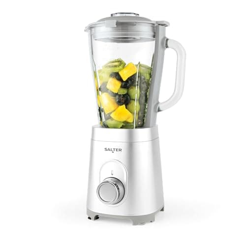 Image of Salter Aspen Jug Blender – 1.5 L Capacity Smoothie Maker, 2 Speed Settings & Pulse, Stainless Steel Blade, Detachable Glass Blending Jug, Safety Lock Lid, Easy Clean, 600 W, Silver, EK5531MMS